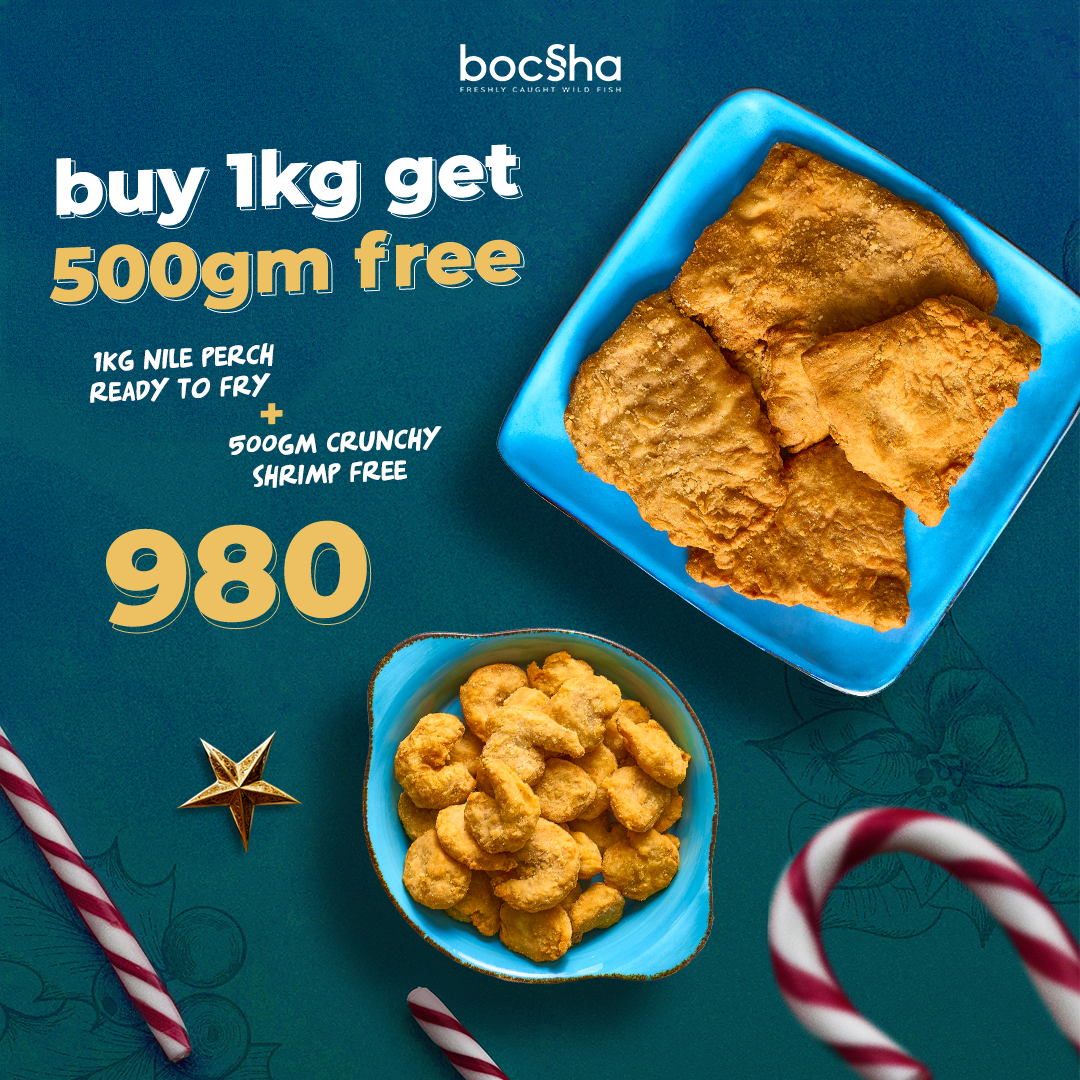 1kg nile perch ready to fry + 500gms crunchy shrimps free | ١ك فيليه قشر بياض جاهز للقلي + ٥٠٠جرام جمبري كرانشي مجاناً